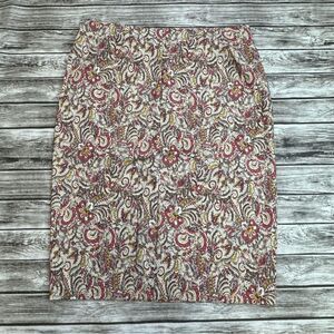 Charter Club Women's Paisley Pencil Skirt Size 10 Multicolor Cream Brown Red